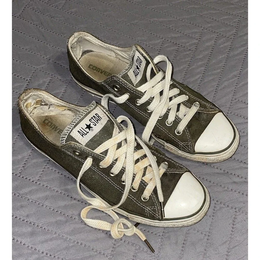 Vintage Converse All Stars Shoes Mens Size 10 Army Green Y2K Natural Hemp Rare